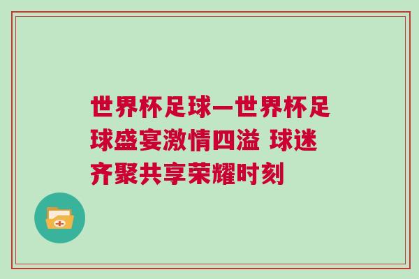 世界杯足球—世界杯足球盛宴激情四溢 球迷齊聚共享榮耀時(shí)刻