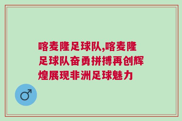 喀麥隆足球隊,喀麥隆足球隊奮勇拼搏再創(chuàng)輝煌展現(xiàn)非洲足球魅力