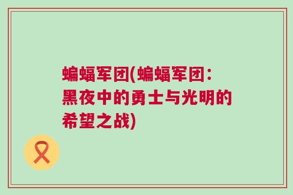 蝙蝠軍團(蝙蝠軍團：黑夜中的勇士與光明的希望之戰)