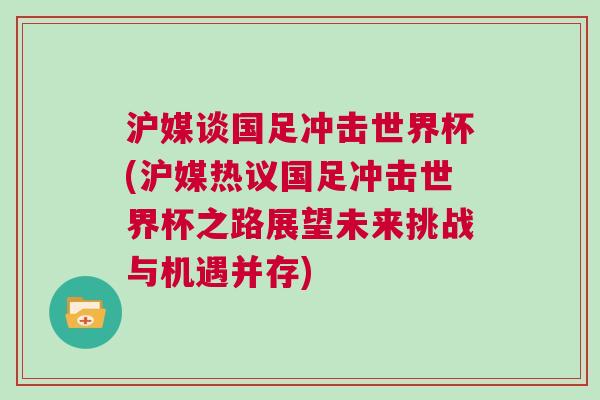 滬媒談國足沖擊世界杯(滬媒熱議國足沖擊世界杯之路展望未來挑戰與機遇并存)