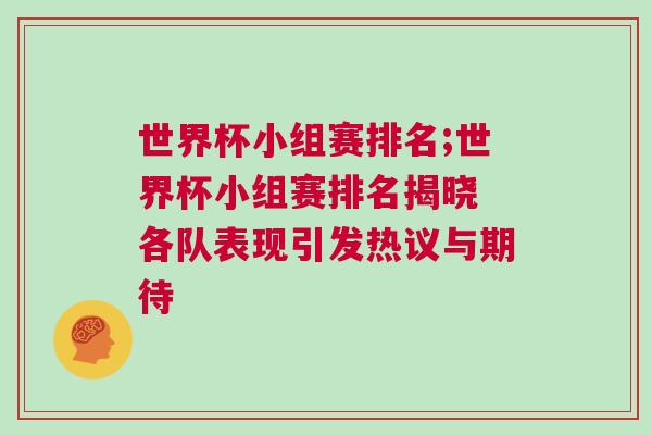 世界杯小組賽排名;世界杯小組賽排名揭曉 各隊表現引發熱議與期待