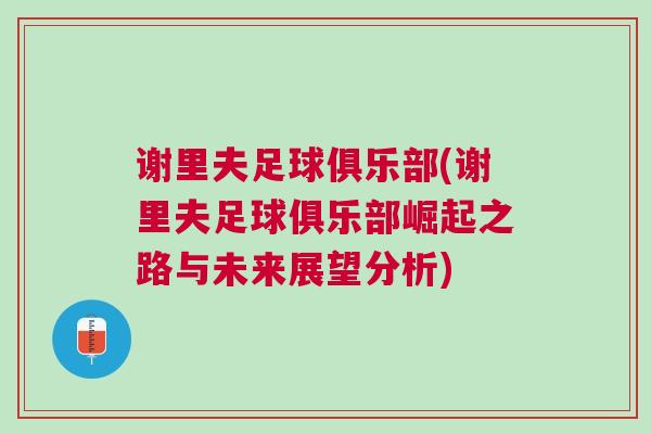 謝里夫足球俱樂部(謝里夫足球俱樂部崛起之路與未來展望分析)