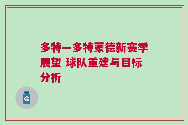多特—多特蒙德新賽季展望 球隊重建與目標分析