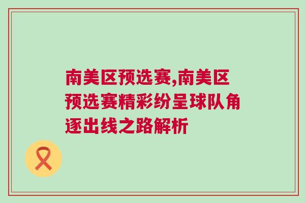 南美區(qū)預(yù)選賽,南美區(qū)預(yù)選賽精彩紛呈球隊角逐出線之路解析
