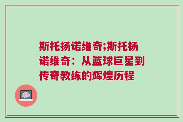 斯托揚諾維奇;斯托揚諾維奇：從籃球巨星到傳奇教練的輝煌歷程