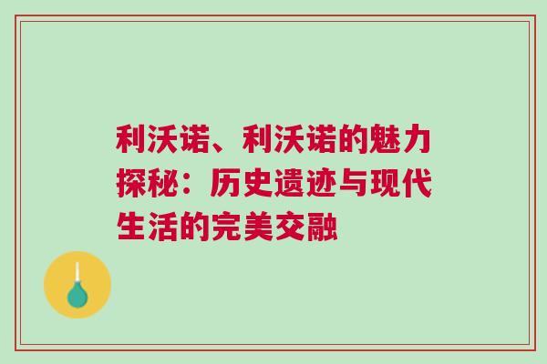 利沃諾、利沃諾的魅力探秘：歷史遺跡與現(xiàn)代生活的完美交融