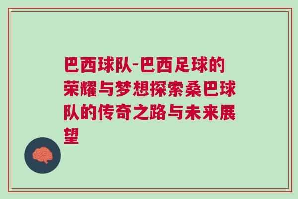 巴西球隊-巴西足球的榮耀與夢想探索桑巴球隊的傳奇之路與未來展望