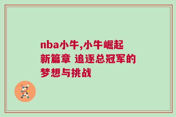 nba小牛,小牛崛起新篇章 追逐總冠軍的夢想與挑戰