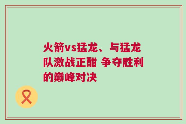 火箭vs猛龍、與猛龍隊激戰正酣 爭奪勝利的巔峰對決