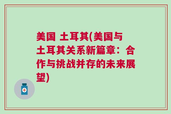 美國 土耳其(美國與土耳其關系新篇章：合作與挑戰并存的未來展望)