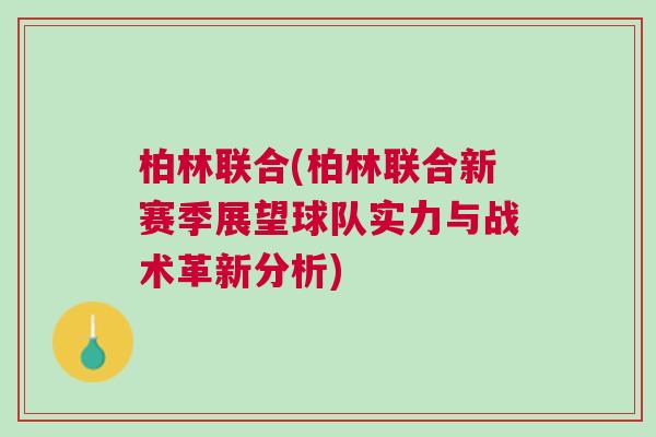 柏林聯(lián)合(柏林聯(lián)合新賽季展望球隊實(shí)力與戰(zhàn)術(shù)革新分析)