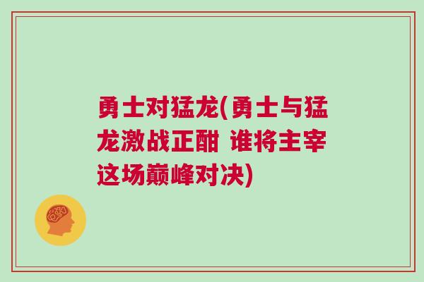 勇士對猛龍(勇士與猛龍激戰正酣 誰將主宰這場巔峰對決)