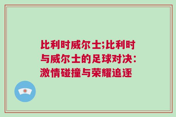 比利時(shí)威爾士;比利時(shí)與威爾士的足球?qū)Q：激情碰撞與榮耀追逐