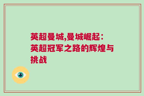 英超曼城,曼城崛起：英超冠軍之路的輝煌與挑戰