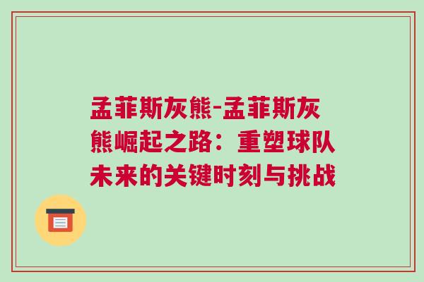 孟菲斯灰熊-孟菲斯灰熊崛起之路：重塑球隊未來的關(guān)鍵時刻與挑戰(zhàn)