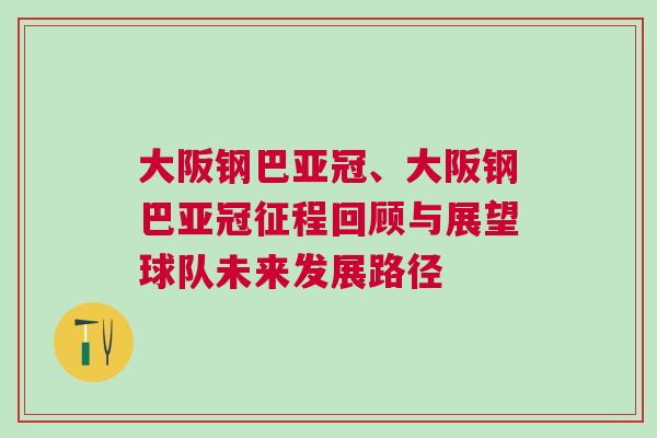 大阪鋼巴亞冠、大阪鋼巴亞冠征程回顧與展望球隊未來發展路徑