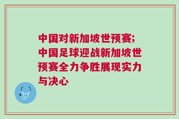 中國對新加坡世預賽;中國足球迎戰新加坡世預賽全力爭勝展現實力與決心