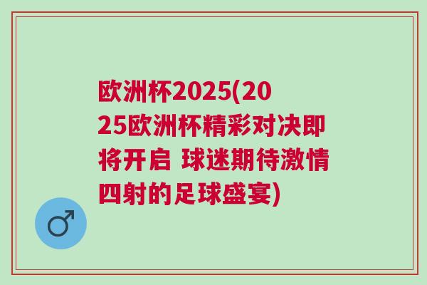 歐洲杯2025(2025歐洲杯精彩對決即將開啟 球迷期待激情四射的足球盛宴)