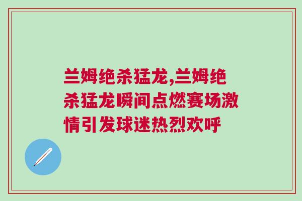 蘭姆絕殺猛龍,蘭姆絕殺猛龍瞬間點燃賽場激情引發(fā)球迷熱烈歡呼